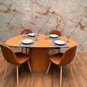 Ver imagem 3 de Mesa de Jantar Cone Oval Orgânica 8 Lugares MDF 198x122cm Freijó Modelar Art Moveis