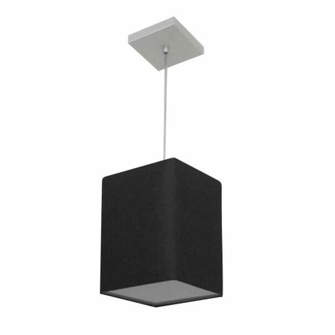 Lustre Pendente Quadrado Vivare Md-4007 Cúpula em Tecido 25/16x16cm - Bivolt Preto 127/220v