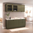 Ver imagem 1 de Cozinha Compacta Modulada 4 Peças 6 Portas 3 Gavetas com Tampo Sevilha Verde/Hill