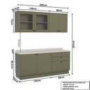 Ver imagem 4 de Cozinha Compacta Modulada 4 Peças 6 Portas 3 Gavetas com Tampo Sevilha Verde/Hill