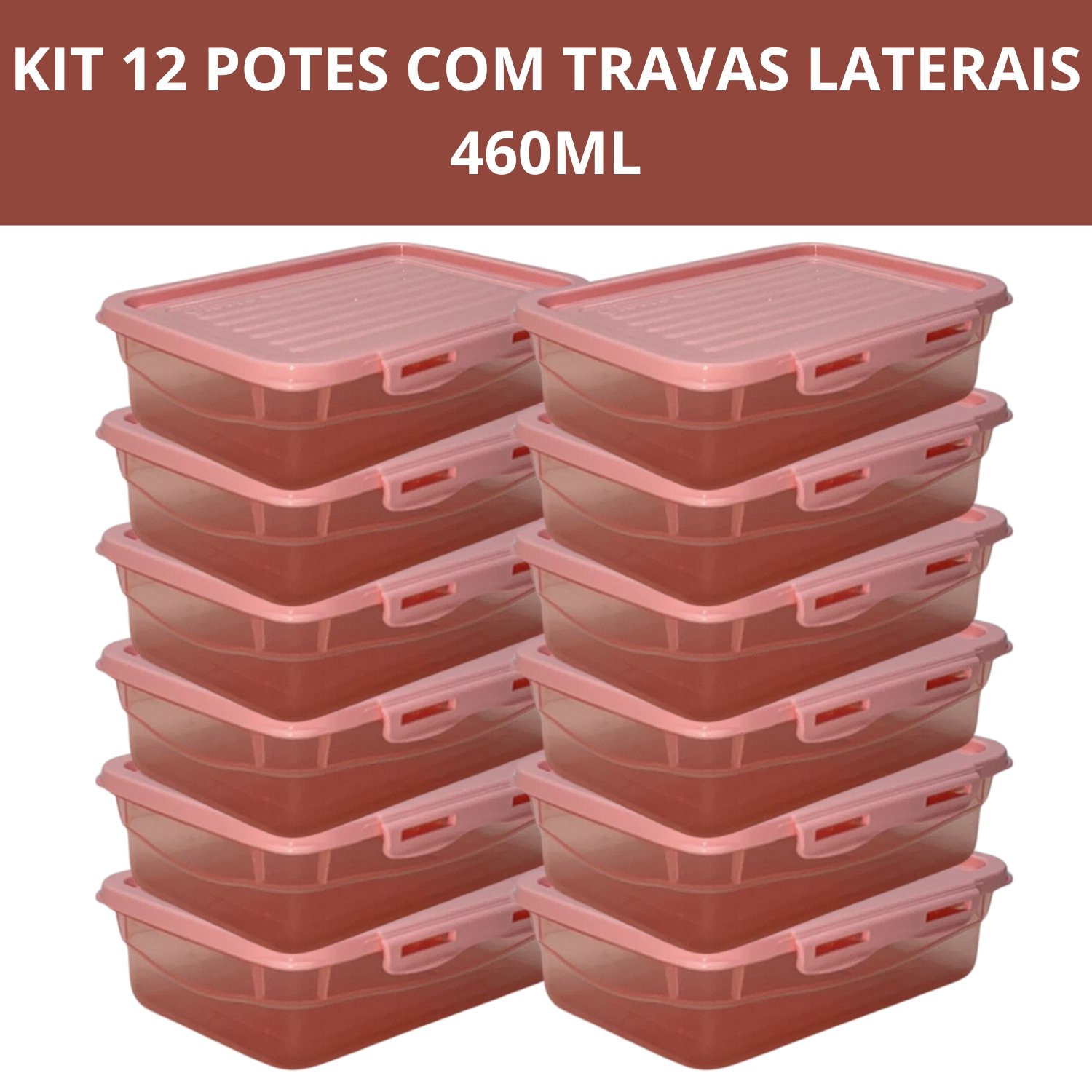 Kit 12 Potes Marmita Fitness Dieta 460ml Freezer Microondas - 2