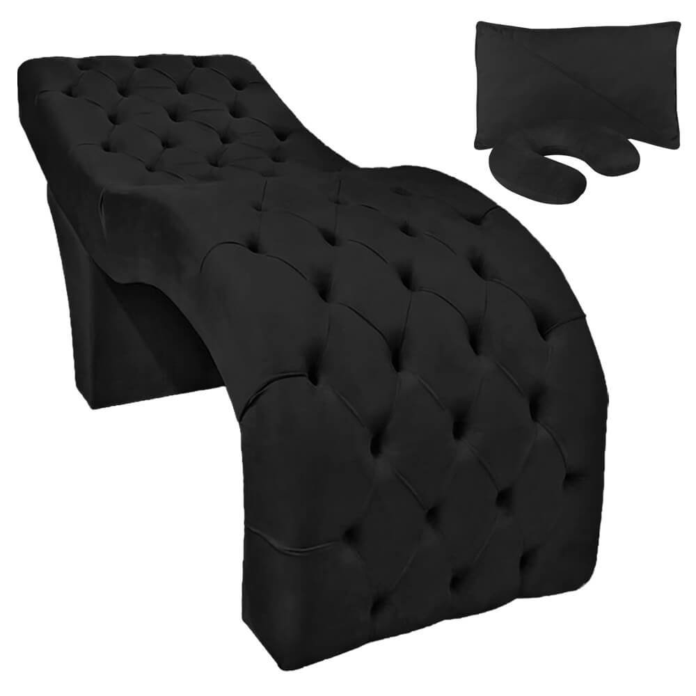 Maca Cama Estética Estofada para Design Cílios Sobrancelhas Veludo Preto SOFA STORE - 1