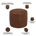 Ver imagem 5 de Puff Redondo 50cm Sala de Estar Living Coliseu W01 Couríssimo Marrom - Lyam Decor