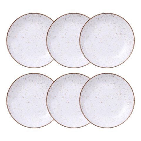 Jogo de Pratos Fundo 6 Peças Rústico 22 Cm Porcelana Decorada Tramontina