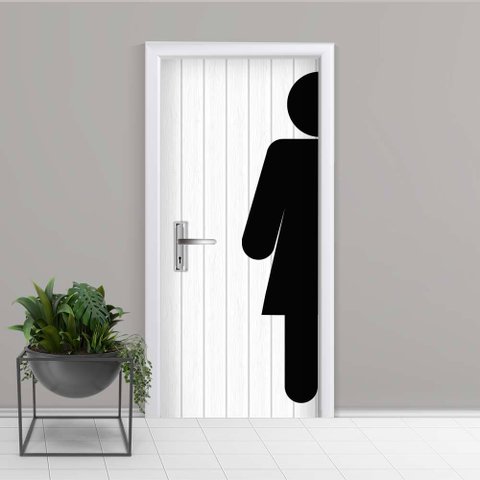 Adesivo de Porta Banheiro Feminino 2 Arte Destaque P - 0,73 X 2.13 Metros