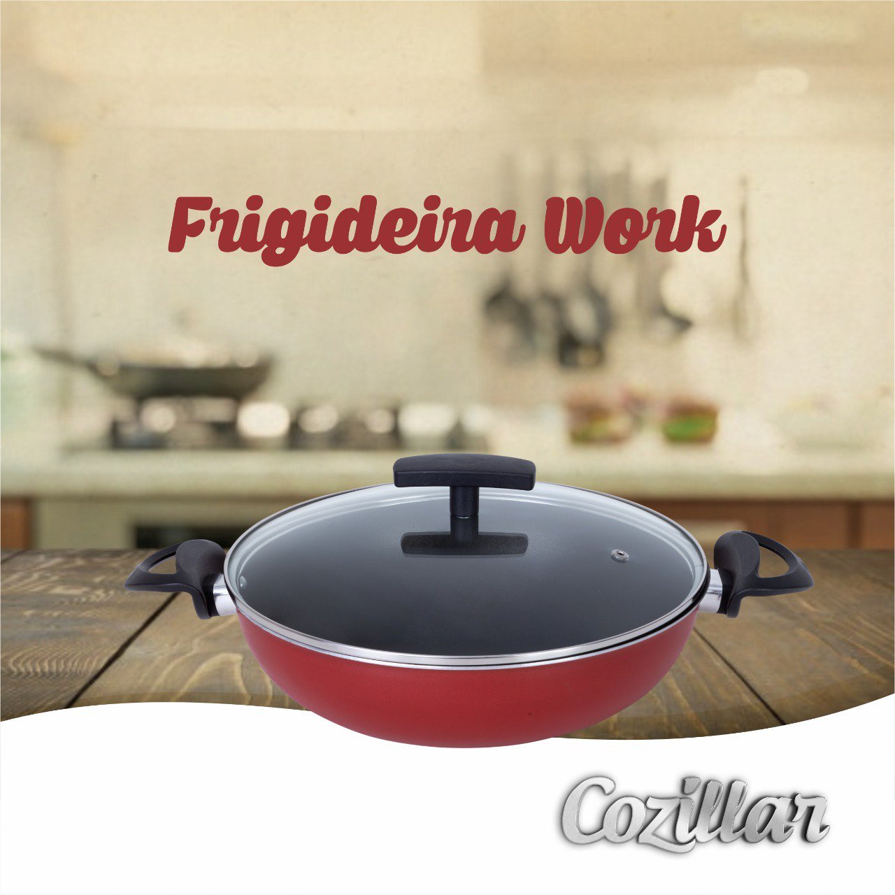 Panela Frigideira Caçarola Wok 28 Cm Teflon Antiaderente com Tampa de Vidro - 5