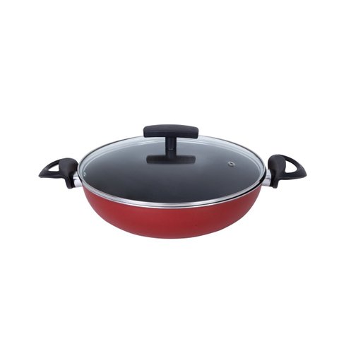 Panela Frigideira Caçarola Wok 28 Cm Teflon Antiaderente com Tampa de Vidro