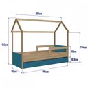 Ver imagem 4 de Cama Infantil Montessoriana sem Colchão com Cama Auxiliar Linha Infanto Aveiro Oak/azul Secreto Ccm0