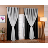 Cortina De Voil C/ Forro Blackout Tecido 4,00x2,50 Sala E Quarto Preto/Branco - 1