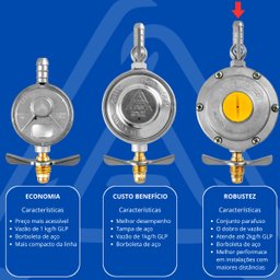 Regulador Registro de Gás de Cozinha Doméstico Vazão 2kg/h | Aliança - 3