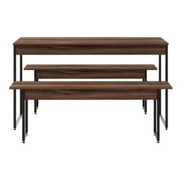 Mesa de Jantar com 2 Bancos Estilo Industrial Nogal - 2