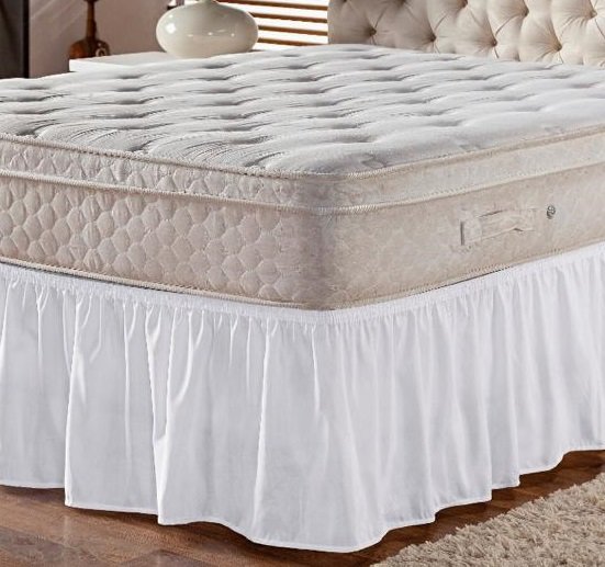 Saia Box Ajustável Serve em Cama Casal Queen e King Babado com Elástico 1 Peça:branco - 2