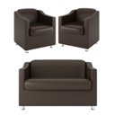 Ver imagem 1 de KIT Namoradeira Tilla + 2 Poltronas para Sala Balaqui Decor Cor:Marrom