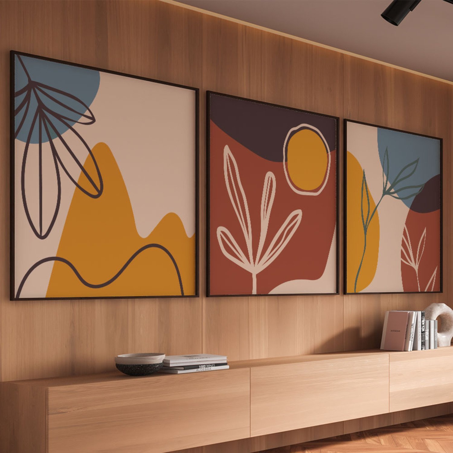 Quadro Decorativo 3 Telas Composição Ii Diversos Tamanhos - 1