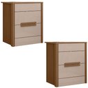 Ver imagem 1 de Kit 2 Mesas de Cabeceira Dhara 2 Gavetas 51 Cm Carvalho Fendi Moval
