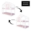 Ver imagem 5 de Beliche Montessoriano Casinha com Janela Madeira Maciça Branco/Rosa Housin