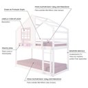 Ver imagem 4 de Beliche Montessoriano Casinha com Janela Madeira Maciça Branco/Rosa Housin