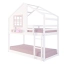 Ver imagem 2 de Beliche Montessoriano Casinha com Janela Madeira Maciça Branco/Rosa Housin