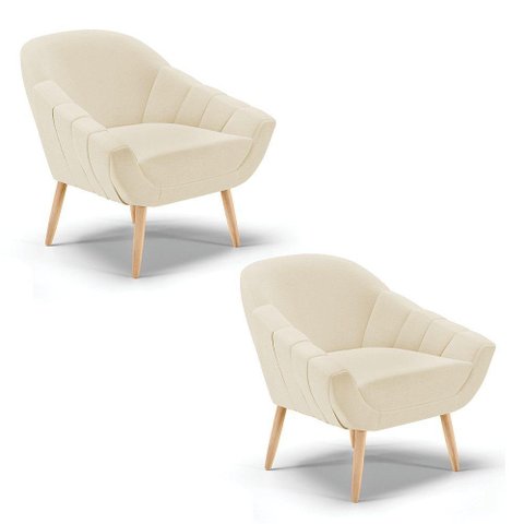 Kit 02 Poltronas Giovana Linho Natural A19 Bege