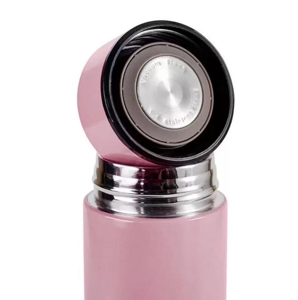 Garrafa Térmica Aço Inox Termômetro Display Led 500ml Rosa - 3