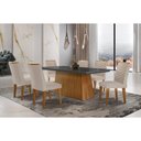 Ver imagem 1 de Conjunto: Mesa de Cozinha Luna C/ Tampo de Vidro Canto Curvo 180x90cm e 6 Cadeiras Londrina Imbuia/