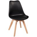 Ver imagem 2 de Conjunto C/5 Cadeiras Charles Eames Leda Saariem Design Wood Estofada Base Madeira - Preta
