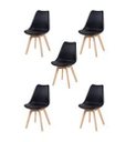 Ver imagem 1 de Conjunto C/5 Cadeiras Charles Eames Leda Saariem Design Wood Estofada Base Madeira - Preta