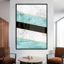 Ver imagem 1 de Quadro Decorativo Geométrico Branco e Azul em Moldura Caixa Tacolado Moldura Trad 1cm Branca sem Vid