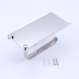 Porta Papel Higienico Suporte Celular Banheiro Prata Cromado - 3