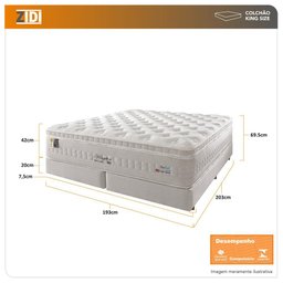 Cama Box King Branco + Colchão Molas Ensacadas Látex Visco Gel Kingston 193x203x68cm - 3