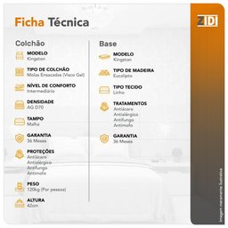 Cama Box King Branco + Colchão Molas Ensacadas Látex Visco Gel Kingston 193x203x68cm - 4