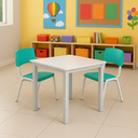 Ver imagem 1 de Conjunto Mesa e 2 Cadeiras Verde Água Escolar Infantil