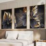 Quadro Decorativo 3 Telas Folhas Douradas Diversos Tamanhos - 2