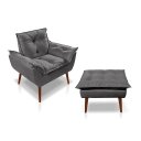 Ver imagem 1 de Kit Poltrona com Puff Opala para Sala Confortável e Resistente Suede