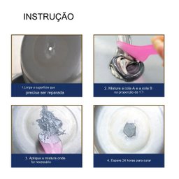 Super Cola Epoxi Metal Aço Aluminio Vazamento Rachadura Secagem Rapida Reparo Resistente Leva Pro Pe - 5