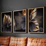 Quadro Decorativo 3 Telas Folhas Douradas Diversos Tamanhos - 1