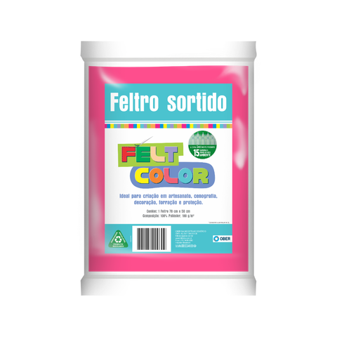 Feltro Feltcolor Liso Rosa Maravilha - 70cm X 50cm