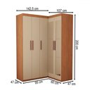 Ver imagem 4 de Guarda-roupa Solteiro Modulado Odisseia 5 Portas 12 Prateleiras com Espelho Cinamomo/off White - Pan