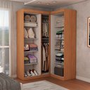 Ver imagem 2 de Guarda-roupa Solteiro Modulado Odisseia 5 Portas 12 Prateleiras com Espelho Cinamomo/off White - Pan