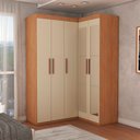 Ver imagem 1 de Guarda-roupa Solteiro Modulado Odisseia 5 Portas 12 Prateleiras com Espelho Cinamomo/off White - Pan