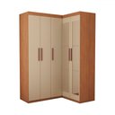 Ver imagem 3 de Guarda-roupa Solteiro Modulado Odisseia 5 Portas 12 Prateleiras com Espelho Cinamomo/off White - Pan