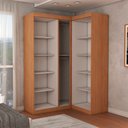 Ver imagem 5 de Guarda-roupa Solteiro Modulado Odisseia 5 Portas 12 Prateleiras com Espelho Cinamomo/off White - Pan
