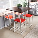 Ver imagem 1 de Conjunto Mesa Imbuia 4 Cadeiras Pequena Estofado Industrial White