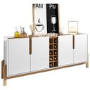 Ver imagem 6 de Buffet 190cm e Aparador 2 Gavetas com Pés de Madeira Maciça Lizz Branco/Cedro