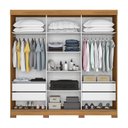Ver imagem 4 de Guarda-Roupa Casal 2 Espelhos 3 Portas de Correr e 4 Gavetas Marrom/Freijó