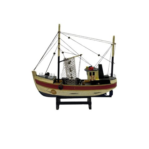 Escultura Decorativa Barco em Madeira 29cm Rjm2008 Btc