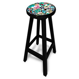 Banqueta S/ Encosto Preto Estampada Kz0275 - 1