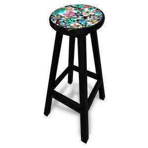 Banqueta S/ Encosto Preto Estampada Kz0275