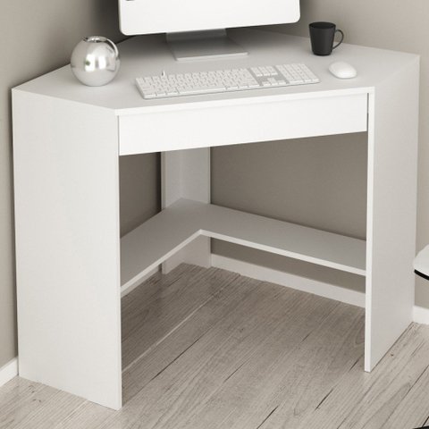 Mesa Escrivaninha de Canto 1 Gaveta Branco Me4169 - Tecno Mobili