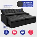 Ver imagem 3 de Sofá sem Caixa Retrátil 1,60m Softgel Celeste Velusoft Preto Cama Inbox